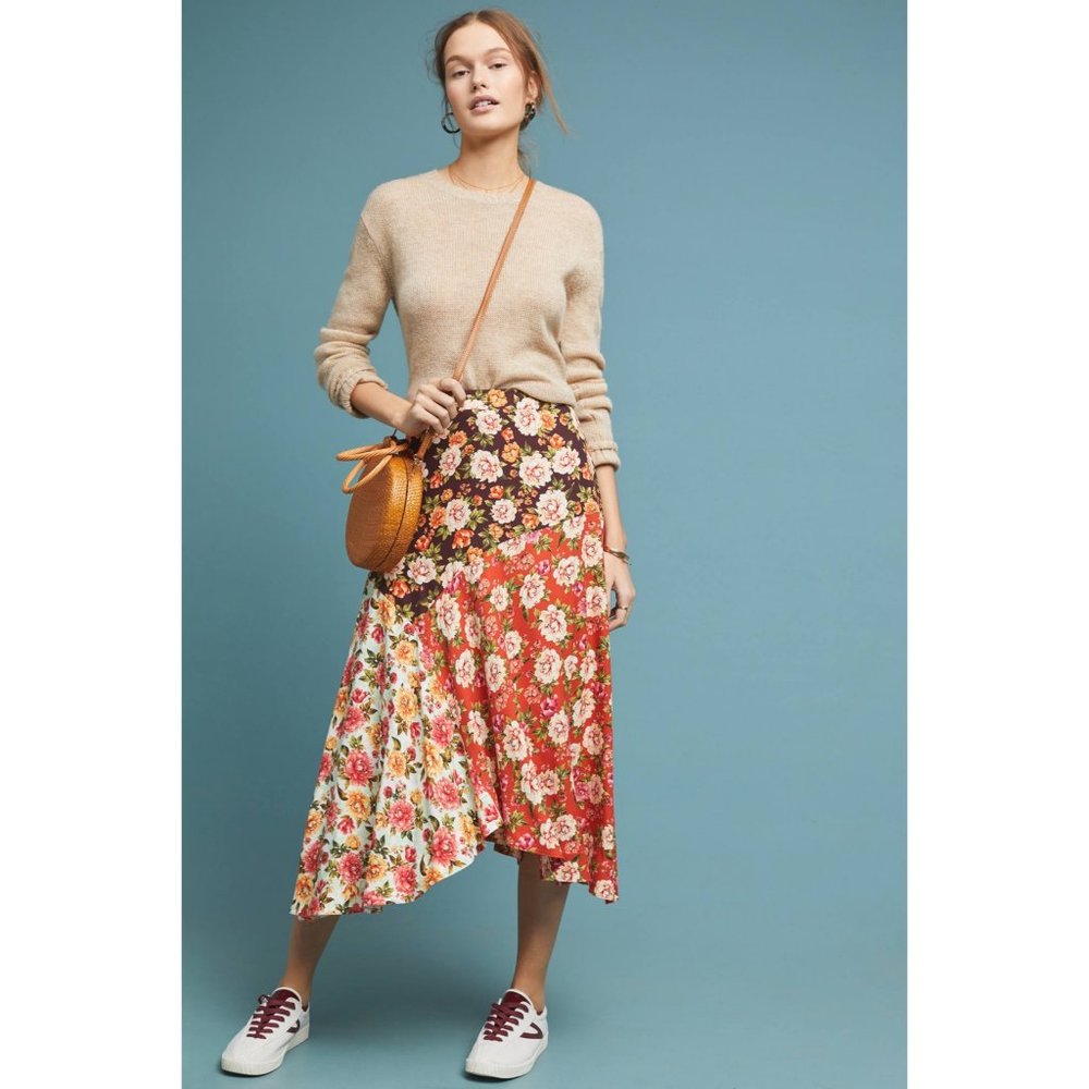 Anthropologie Farm Rio Patchwork Floral Skirt